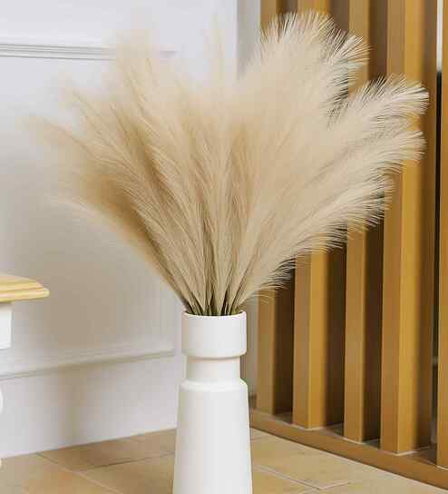 Set Of 3 Brown Plastic Pampas Grass Sticks Artificial Flowers