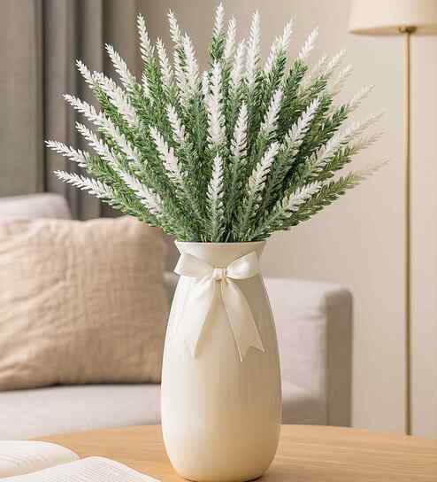 Set Of 6 White Plastic Uv Resistant Artificial Flowerss Plants