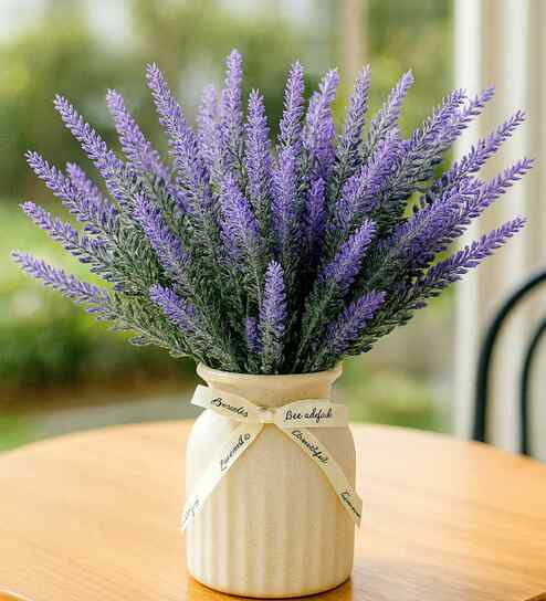 Set Of 4 Purple Plastic Uv Resistant Artificial Flowerss Plants