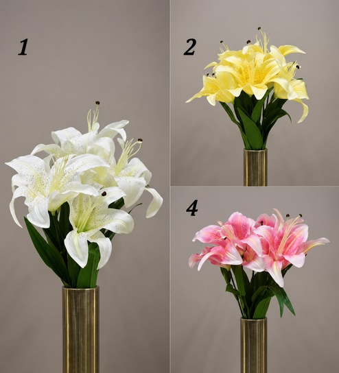 Dark Pink Fabric Artificial Lily Flower Bunch