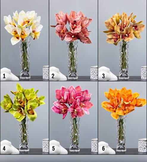 Light Pink Fabric Artificial Orchid Flower Bunch