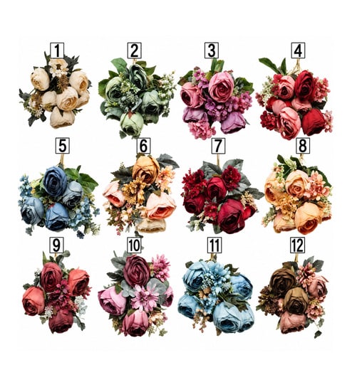 Pink & Purple Fabric Artificial Peony Flower Bunch