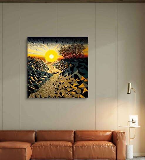 Artsy Sunrise 16inx20in Gallery Wrap Canvas Painting for Living Room