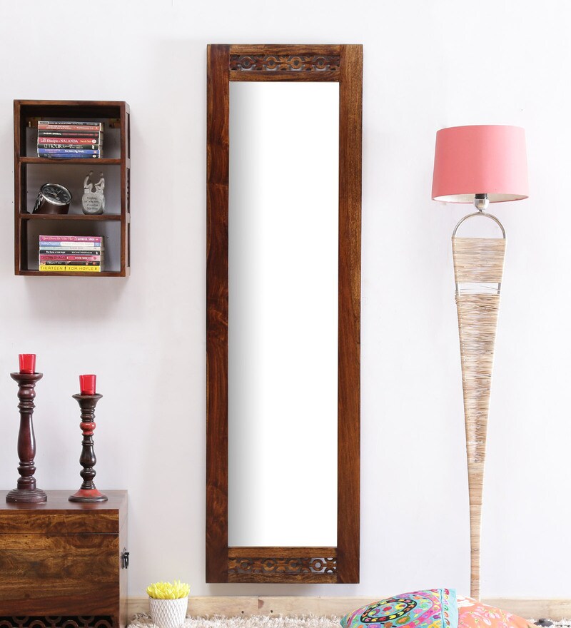 Buy Sheesham Wood Full Length Mirror in Brown colour by Wooden Mood