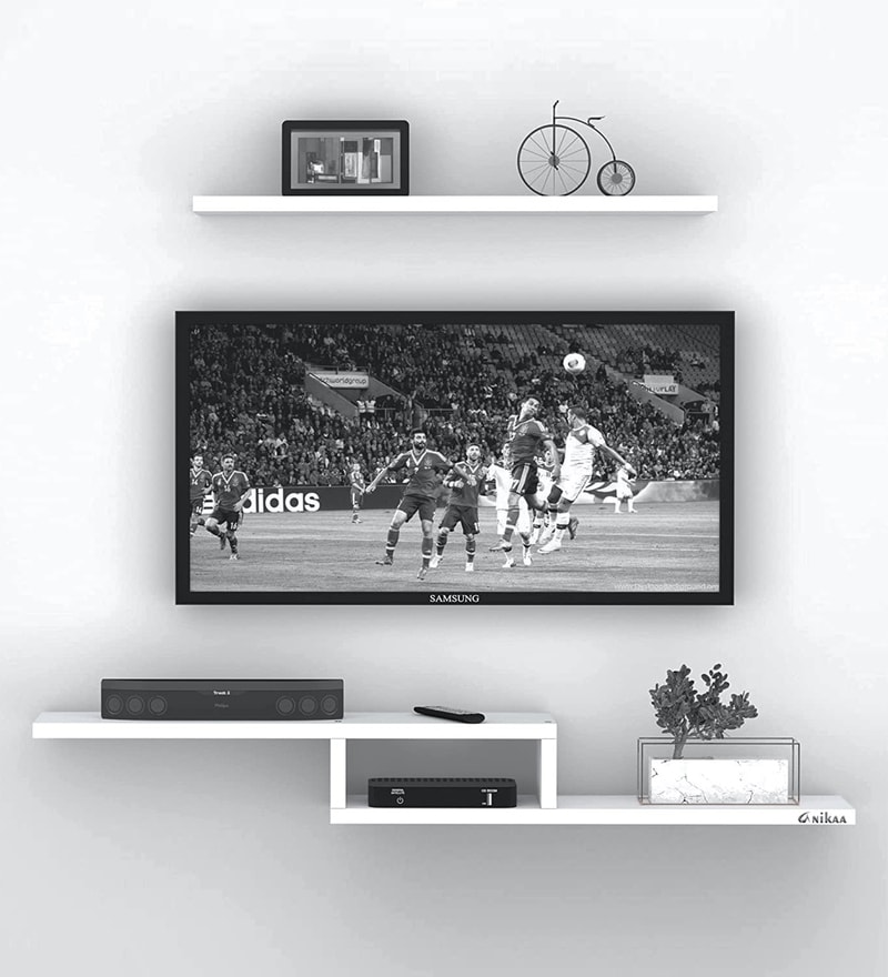 Buy Archie Wall Mount TV Shelf For TV Upto 43\ in White Finish by Anikaa  Online - TV Shelves - Entertainment Units - Furniture - Pepperfry Product