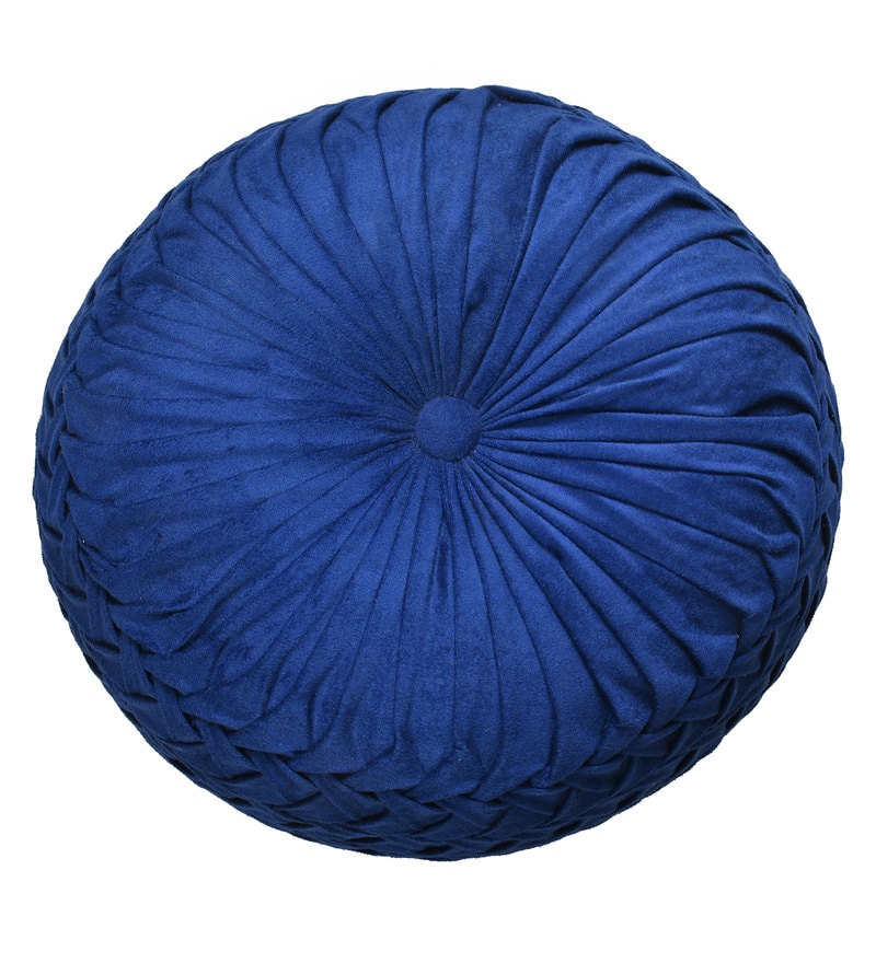 Buy Nicole Fabric Pouffe in Navy Blue Colour by Riance Creations Online ...