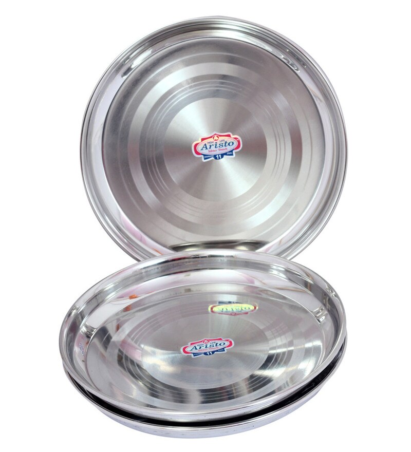 Buy Aristo Stainless Steel Dinner Plates Set of 3 Online Metal Plates Plates