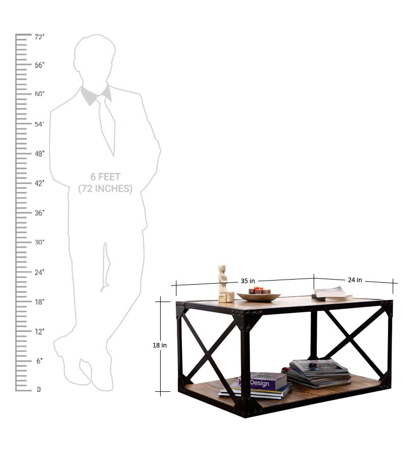 Buy Arizona Coffee Table in Natural Sheesham by Wood Dekor Online