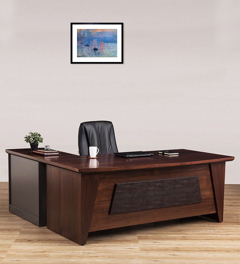 Buy Arrow Director Table in Warm Walnut Finish by Durian Online