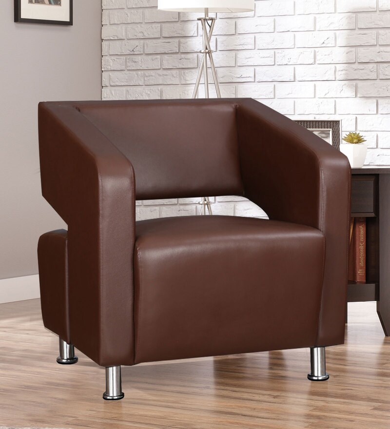 Buy Arrow Sofa Single Seater in Brown Colour by HomeTown Online