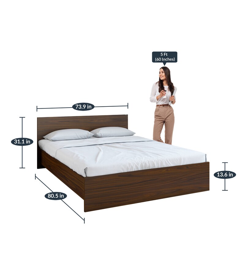 Buy Arthur King Size Bed in Walnut Finish by Nilkamal Online Modern