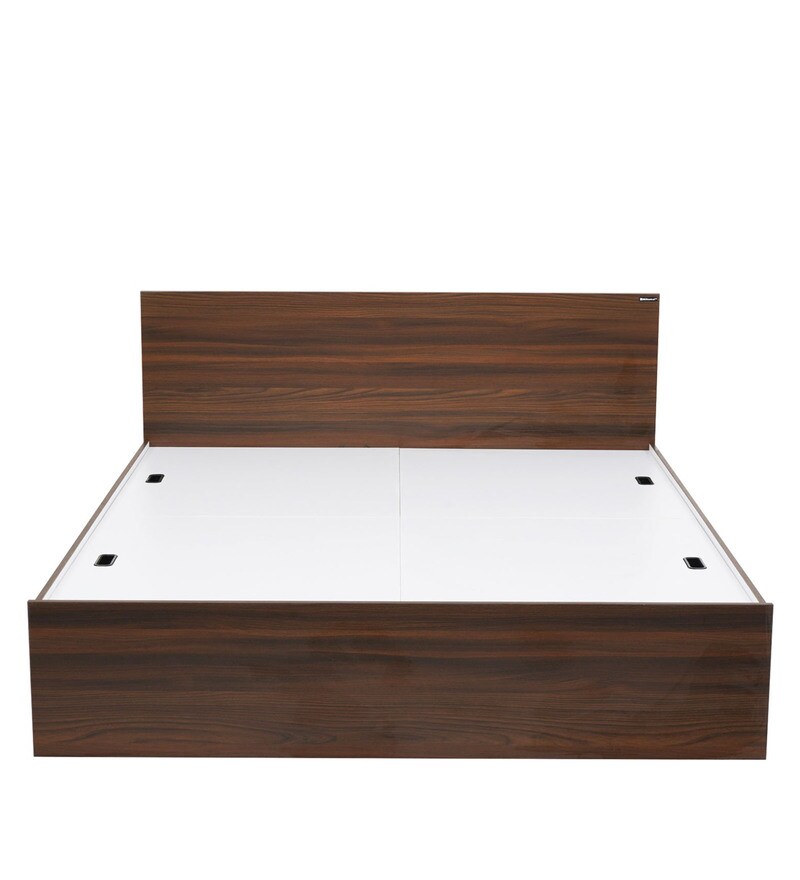 Buy Arthur King Size Bed with box storage in Walnut Finish by Nilkamal