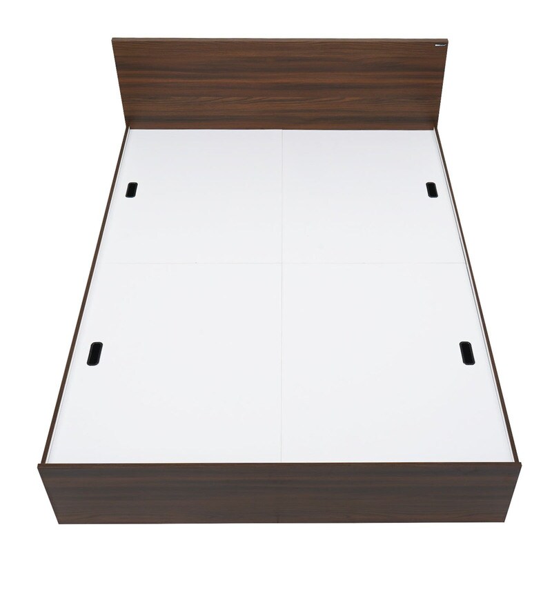 Buy Arthur Queen Size Bed in Walnut Finish with Box Storage Online Modern Queen Size Beds