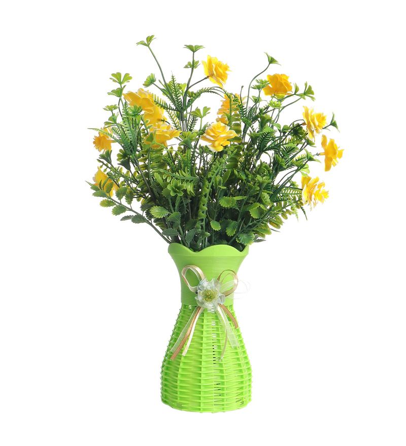 Buy Artificial Flower Bunch with Large Yellow Flowers with Vase by
