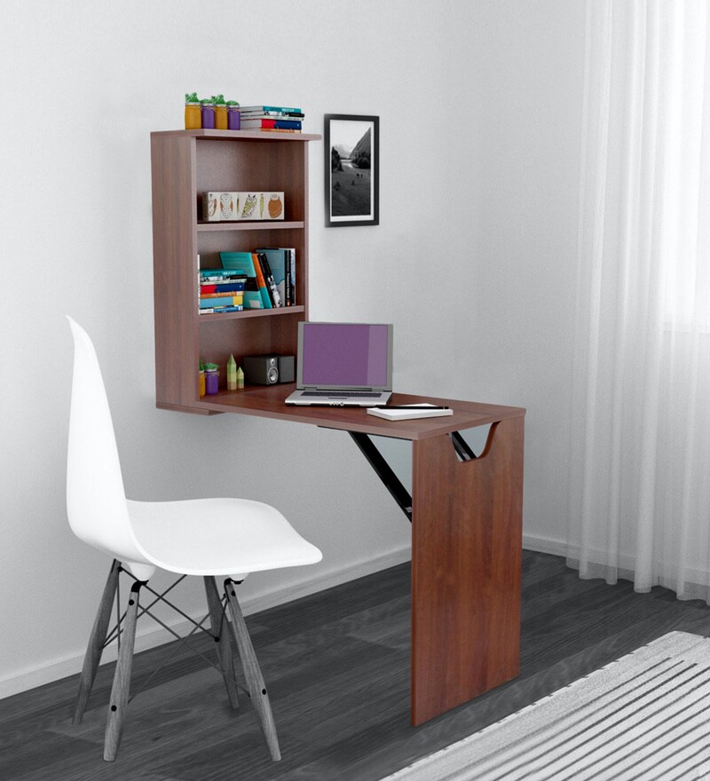 Buy Artist Wallmount Writing Table in Brazilian walnut Finish by