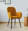 Araceli Velvet Dining Chair In Yellow Colour