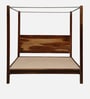 Arahus Sheesham Wood Queen Size Poster Bed in Provincial Teak Finish