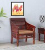 Aramika Solid Wood 1 Seater Sofa in Honey Oak Finish