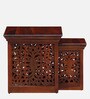Aramika Sheesham Wood Nest Of Tables In Honey Oak Finish