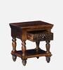 Aramika Sheesham Wood Bedside Table In Provincial Teak Finish With Drawer