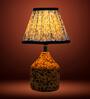 Blue Arc Table Lamp in Handcrafted Natural Cork with Lampshade