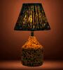 Blue Arc Table Lamp in Handcrafted Natural Cork with Lampshade