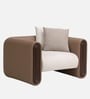 Arcade Leatherette 1 Seater Sofa with Solid Wood Fluting and Fabric Seat