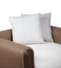 Arcade Leatherette 1 Seater Sofa with Solid Wood Fluting and Fabric Seat
