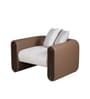 Arcade Leatherette 1 Seater Sofa with Solid Wood Fluting and Fabric Seat