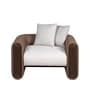 Arcade Leatherette 1 Seater Sofa with Solid Wood Fluting and Fabric Seat