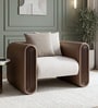 Arcade Leatherette 1 Seater Sofa with Solid Wood Fluting and Fabric Seat