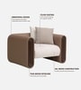Arcade Leatherette 1 Seater Sofa with Solid Wood Fluting and Fabric Seat