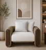 Arcade Leatherette 1 Seater Sofa with Solid Wood Fluting and Fabric Seat