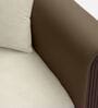 Arcade Leatherette 1 Seater Sofa with Solid Wood Fluting and Fabric Seat in Beige colour Arcade Leatherette 1 Seater Sofa with Solid Wood Fluting and Fabric Seat in Beige colour