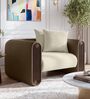 Arcade Leatherette 1 Seater Sofa with Solid Wood Fluting and Fabric Seat in Beige colour Arcade Leatherette 1 Seater Sofa with Solid Wood Fluting and Fabric Seat in Beige colour