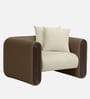 Arcade Leatherette 1 Seater Sofa with Solid Wood Fluting and Fabric Seat in Beige colour Arcade Leatherette 1 Seater Sofa with Solid Wood Fluting and Fabric Seat in Beige colour