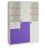 Arcadia Kids 3 Door Wardrobe with 2 Drawers in Lavender Purple & Barbie Pink Finish