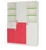 Arcadia Kids 3 Door Wardrobe with 2 Drawers in Strawberry Pink & Verdant Green Finish