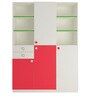 Arcadia Kids 3 Door Wardrobe with 2 Drawers in Strawberry Pink & Verdant Green Finish
