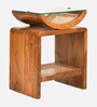 Arch Solid Wood End Table in Teak Finish