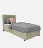 Archer Velvet Single Size Bed in Beige Colour