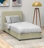 Archer Velvet Single Size Bed in Beige Colour