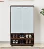 Ardor 2 Door  Shoe Cabinet in Walnut  White Finish