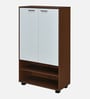 Ardor 2 Door  Shoe Cabinet in Walnut  White Finish