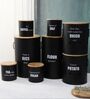 Ardura Black Metal 8 Pc Storage with Wooden Lids Containers Set