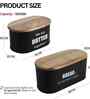 Ardura Black Metal Bread Box and Butter Box with Wooden Lids  Set of 2