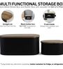 Ardura Black Metal Bread Box and Butter Box with Wooden Lids  Set of 2