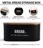 Ardura Black Metal Bread Box with Wooden Lid