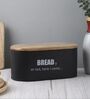 Ardura Black Metal Bread Box with Wooden Lid
