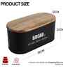 Ardura Black Metal Bread Box with Wooden Lid